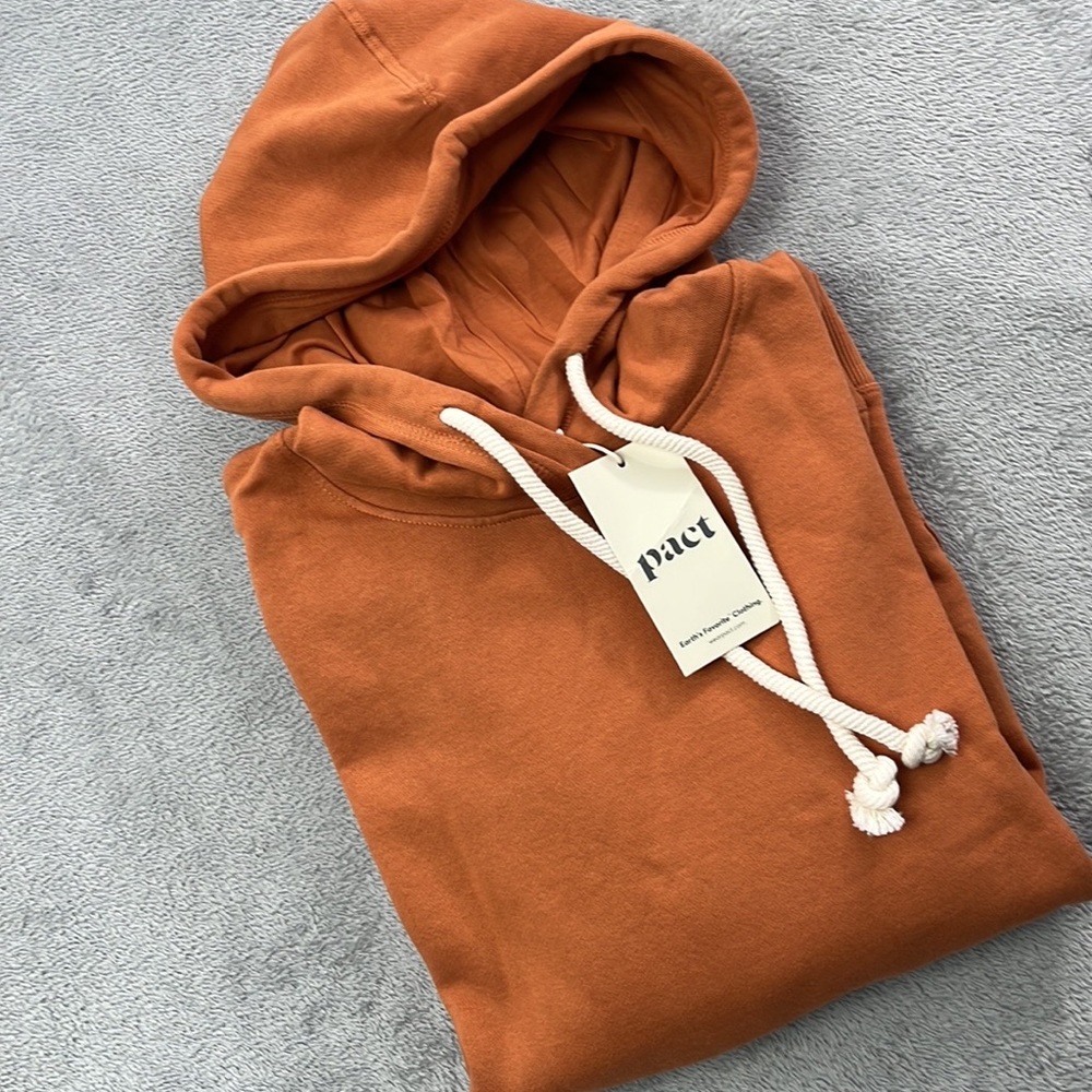 NEW Pact XS Womens Orange Hoodie Unisex Amber Brown‎ One-for-All Hoodie